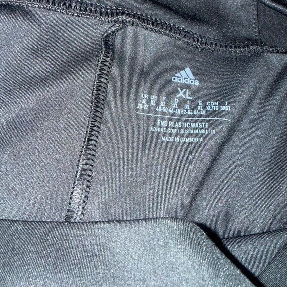 ADIDAS black capri leggings with white stripes, Women’s XL - Picture 3 of 3